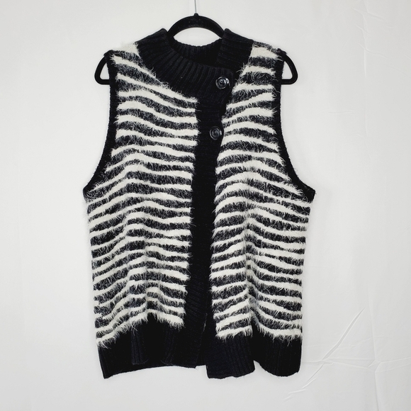 Chico's Wool Mohair Blend Knit Vest Size 3 (XL/16) Sleeveless Sweater Cardigan - Picture 8 of 11